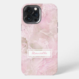 Custom Pastel Pink Grey Agate Marble Art Pattern iPhone 13 Pro Max Case