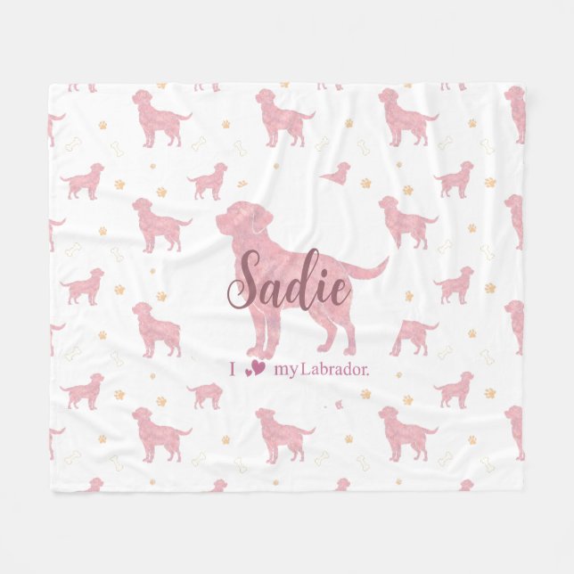 Custom Pastel pink Labrador retriever blanket gift (Front (Horizontal))