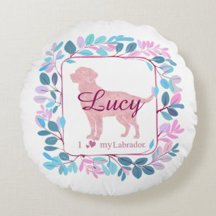 Custom pastel pink Labrador Retriever throw pillow