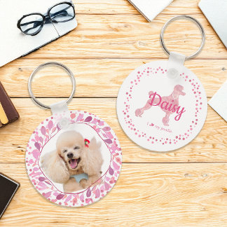 Custom Pastel Pink Poodle Silhouette  Keychain