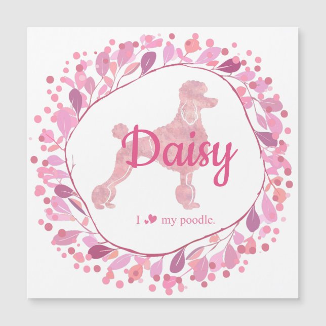 Custom Pastel Pink Poodle Silhouette  Magnet (Front)