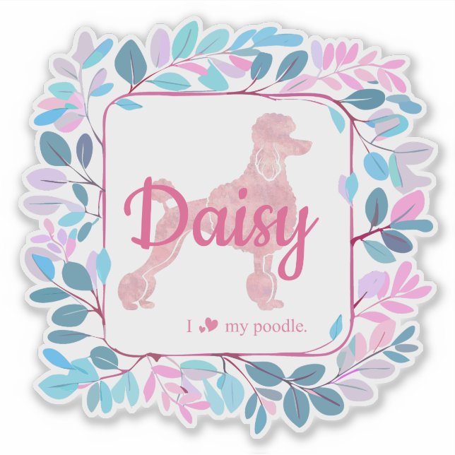 Custom Pastel Pink Poodle Silhouette  Sticker (Front)