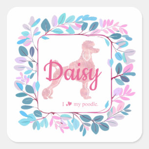 Custom Pastel Pink Poodle Silhouette Sticker