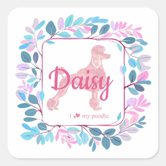 Custom Pastel Pink Poodle Silhouette  Sticker (Front)
