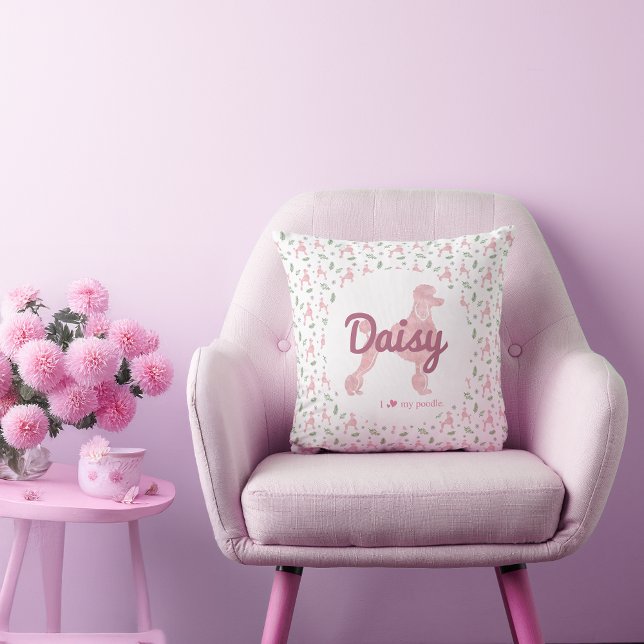 Custom Pastel pink poodle Silhouette Throw Pillow (Creator Uploaded)