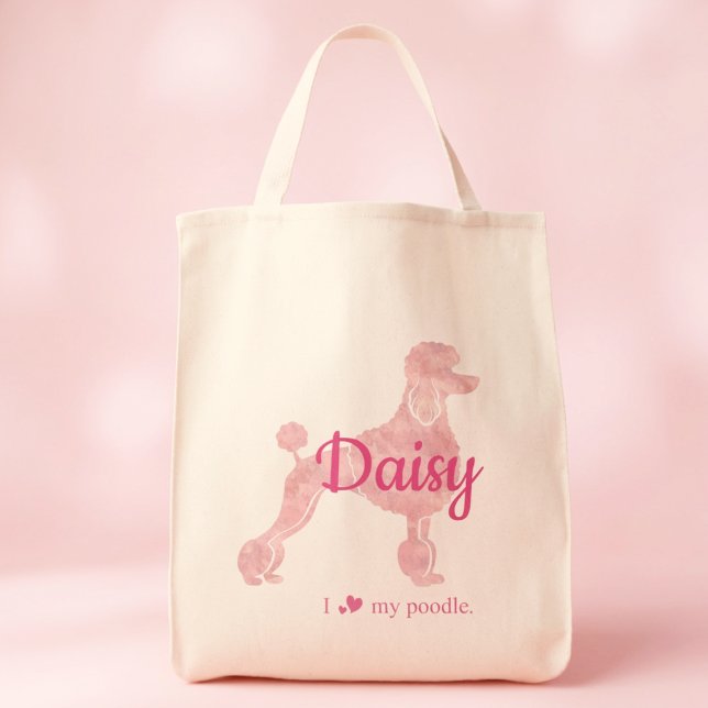 Custom Pastel Pink Poodle Silhouette tote bag (Creator Uploaded)