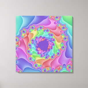 Custom Pastel Rainbow Spiral Canvas Art