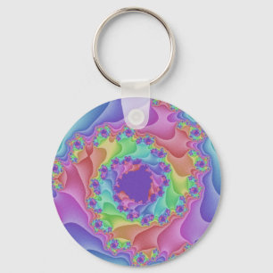 Custom Pastel Rainbow Spiral Keychain