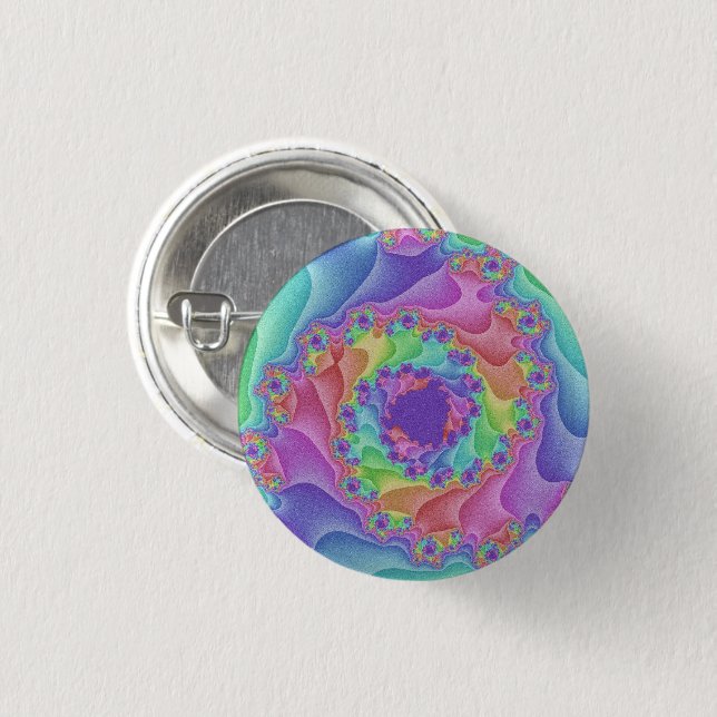 Custom Pastel Rainbow Spiral Small Button (Front & Back)