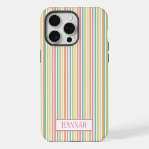 Custom Pastel Rainbow Vertical Stripe Pattern iPhone 15 Pro Max Case