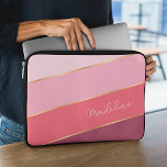 Custom Pastel Rose Blush Dusty Pink Striped Art Laptop Sleeve<br><div class="desc">Keep your new electronic device safe from scuffs and scratches with this stylish protective contemporary girly blush pink coloured striped water resistant neoprene laptop sleeve with zipper. With room to customize with name, monogram or initials of your choice. Beautiful, modern and cool cover for the trend-savvy and art-loving hip trendsetter,...</div>