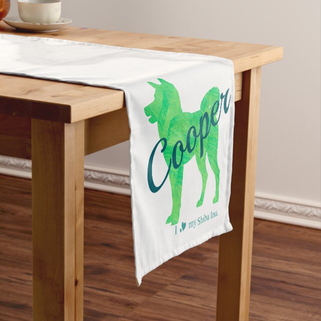 Custom Pastel  Shiba Inu Silhouette Table Runner (In Situ)