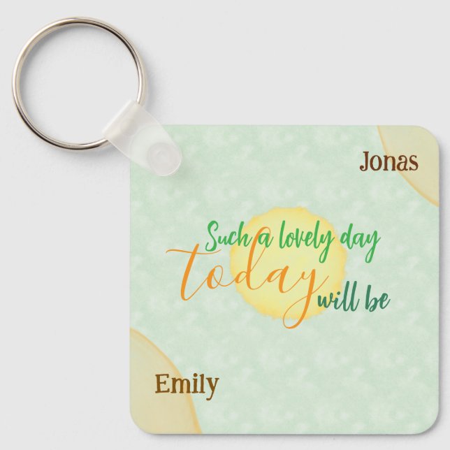 Custom Pastel Sun inspirational day  Keychain (Front)