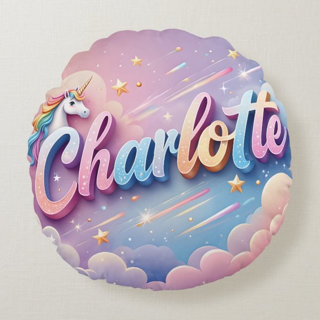 Custom Pastel Unicorn Name Pillow (Front)