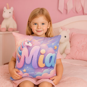 Custom Pastel Unicorn Name Pillow