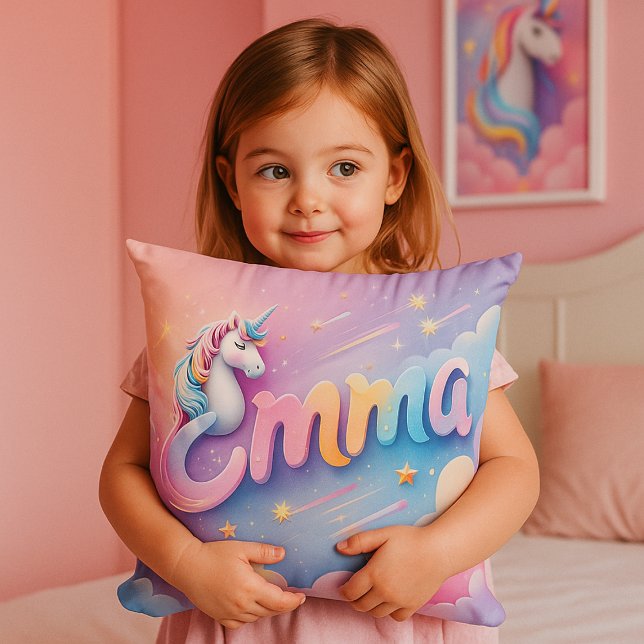 Custom Pastel Unicorn Name Pillow (Creator Uploaded)
