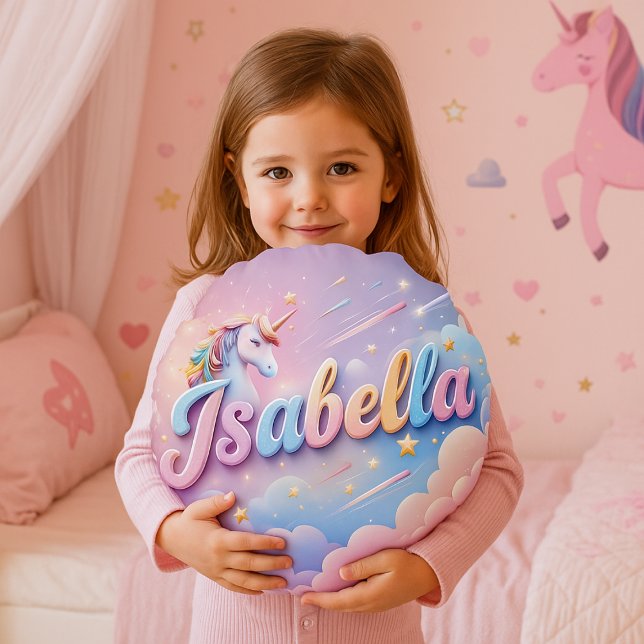 Custom Pastel Unicorn Name Pillow (Creator Uploaded)
