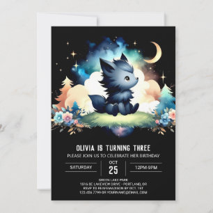 Custom Pastel Wolf Birthday Invitation