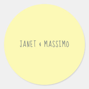 Custom pastel yellow personalized minimalist name classic round sticker