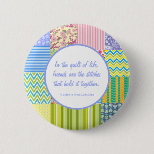 Custom Patchwork Quilt Shop Promotional 2 Inch Round Button