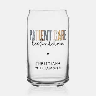 Custom Patient Care Technician PCT Gifts Can Glass