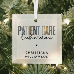Custom Patient Care Technician PCT Gifts Glass Ornament