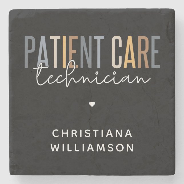 Custom Patient Care Technician PCT Gifts Stone Coaster (Front)