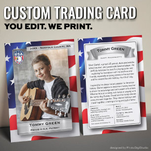 Custom Patriot Trading Card Template 4th July Gift