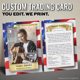 Custom Patriot Trading Card Template 4th July Gift