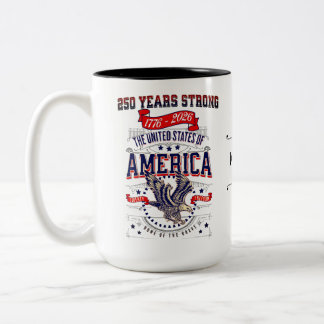 Custom Patriotic American 250 Years Anniversary Two-Tone Coffee Mug