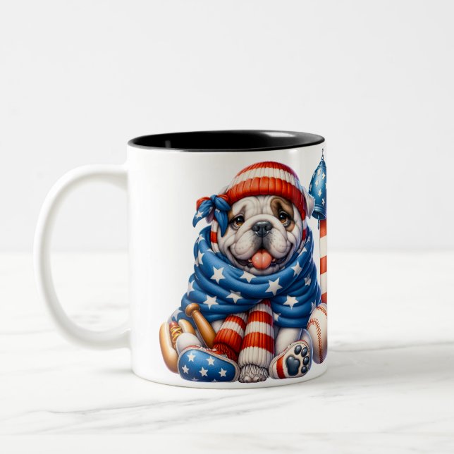 Custom Patriotic American Bulldog Mug (Gauche)