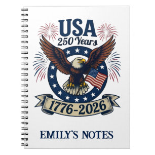 Custom Patriotic American Eagle 250 Years Notebook