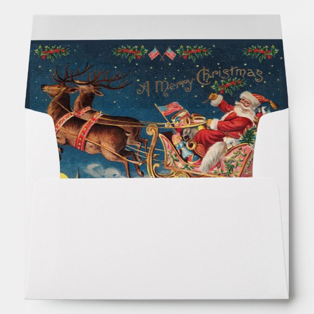 Custom Patriotic American Santa Christmas Envelope (Back (Bottom))