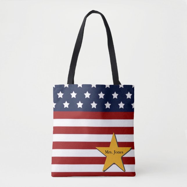 Custom Patriotic Flag Tote Bag (Front)
