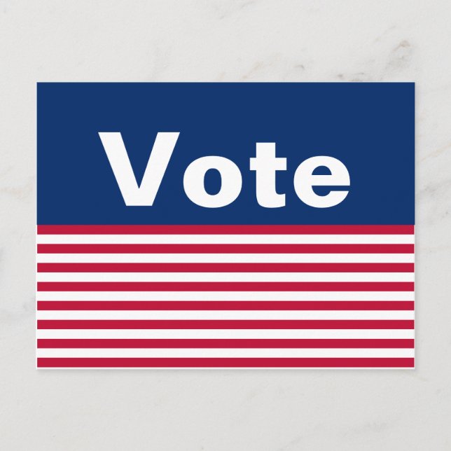 Custom Patriotic Red White and Blue Vote Postcard (Front)
