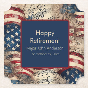 Custom Patriotic Retirement Party Paper Coaster