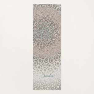 Custom pattern pink mandala gold turquoise  yoga mat