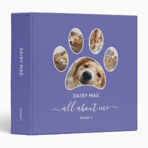 Custom Paw Pet Photo Collage Name Periwinkle Binder
