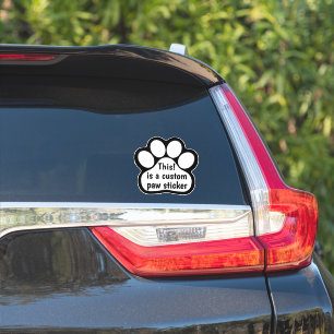 Custom Paw Print - Black White Car Window Decal 
