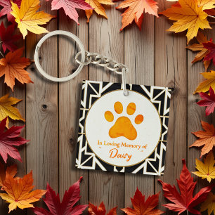 Custom Paw Print Memorial Pet Loss Keepsake Keychain