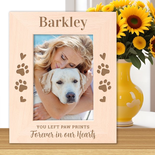 Custom Paw Prints Forever Pet Memorial Wooden Etched Frames (Creator Uploaded)