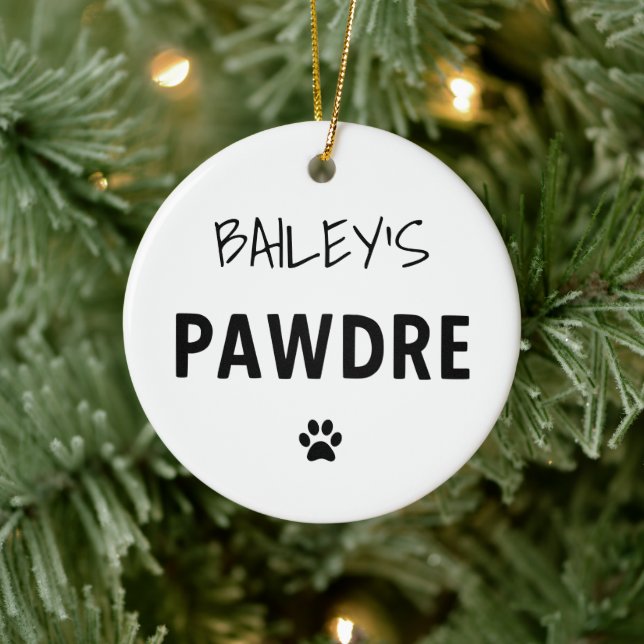 Custom Pawdre Typography Dog Dad New Dog Owner Ceramic Ornament (Tree)