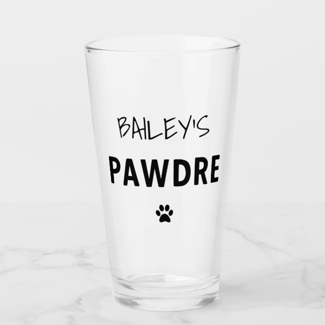 Custom Pawdre Typography Dog Dad New Dog Owner Glass (Front)