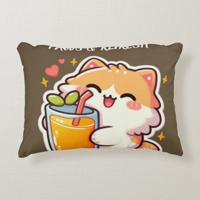 Custom Paws and Refresh Cute Cat Design Accent Pillow (Front)