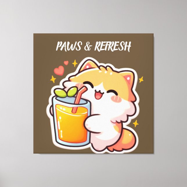Custom Paws and Refresh Cute Cat Design Canvas Print (Front)