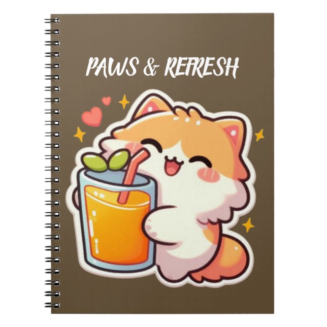 Custom Paws and Refresh Cute Cat Design Notebook (Front)
