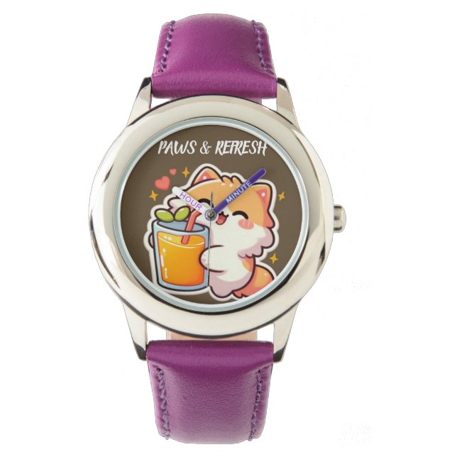 Custom Paws and Refresh Cute Cat Design Watch (Front)
