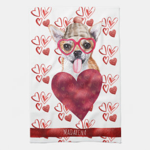 Custom Paws Dog Lover Valentine Gift Chihuahua Kitchen Towel