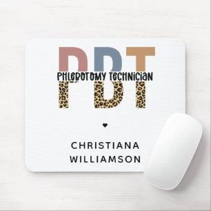 Custom PBT Phlebotomy Technician Leopard Print Mouse Pad