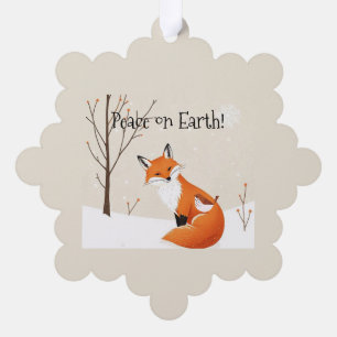 Custom  Peace Earth Minimalist Fox Bird Animal Ornament Card